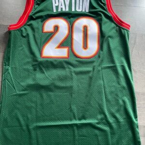 1995-1996 Seattle SuperSonics #20 Gary Payton Green Red Yellow Jersey size L